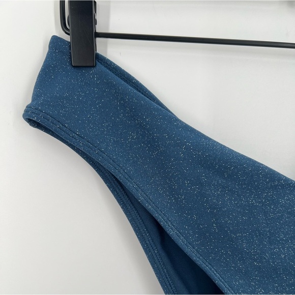 Abercrombie & Fitch Tall Side High Leg Cheeky Bikini Shimmer Blue Bottoms - Picture 3 of 5